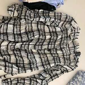 Anthropology plaid tie waste top